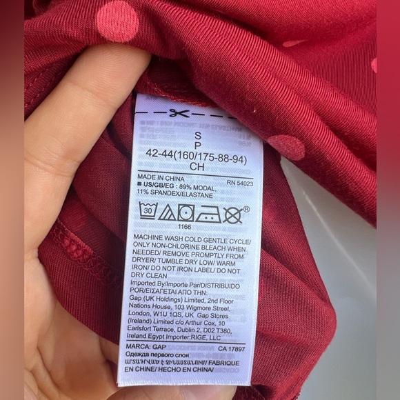 NWT Gap Luxe Soft Pajama Top Size S Red Polka Dot Luxe Sleep shirt Cozy & Chic - Picture 7 of 8